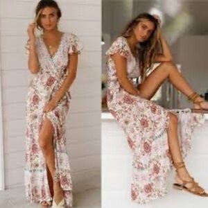 Bohemian wrap maxi dress size S Small